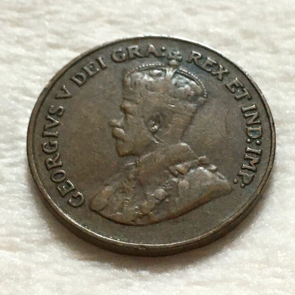 1921 RCM George V One Cent Bronze Coin - Picture 2 of 6